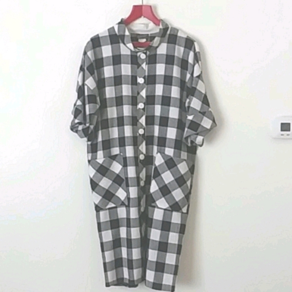 Vintage 80s Oversize Buffalo Check Dress